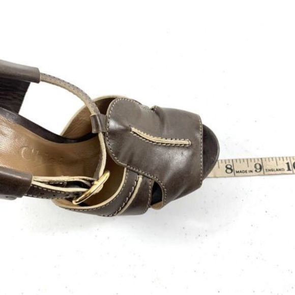 Designer Chloe Saks 5th Ave-Brown Leather Wedge Sandals MSRP$695, sz 38, box/bag - Picture 12 of 16